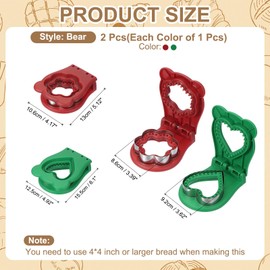 sourcing map 2 Pack Crustless Sandwich Cutter, Flower/Heart Shape Uncrustable Sandwich Maker Sealer Press Bread Cookie Cutter and Sealer for DIY Breakfast Lunch Afternoon Tea (Red/Green)