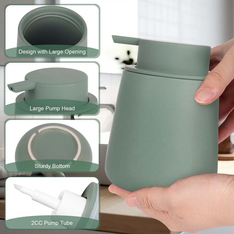 INGOFIN Ceramic Foaming Soap Dispenser - 12oz Foam Hand Soap