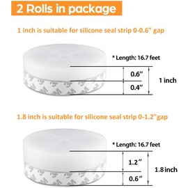 33.5 Ft Weather Stripping Door Seal Strip,Silicone Door Draft Stopper,Self Adhesive (Transparent, 25+45mm)