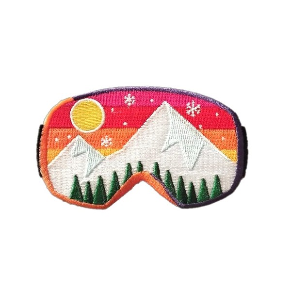 PatchClub Ski Snowboard Goggles Patch, 3.5 inches, Winter Mountain Sports Adventure Patch - Colorful, Fully Embroidered Iron On/Sew On