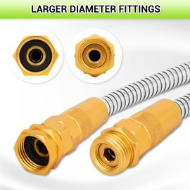 Garden Hose Metal 100FT – Heavy Duty 304 Stainless Steel Water Hose with 8-Pattern Nozzle, Lightweight, Flexible, Puncture Proof, Kink-Free, High Pressure, Solid Metal Fittings for Yard, Outdoors, RV