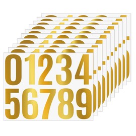 Pack of 10 Reflective Number Stickers 0-9, Esforzarse Leaf Number Stickers, Reflective Vinyl Number Stickers, Large Number Stickers, for Postbox, Windows, Signs (Golden)