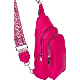 styleBREAKER Women's One Shoulder Backpack, Geometric Patterned Shoulder Strap, Plain Crossbody Bag, City Backpack, Sling Bag 02012400, pink