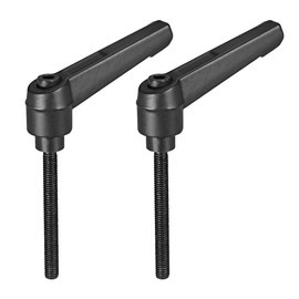 sourcing map M5 x 50mm Handle Adjustable Clamping Lever Thread Push Button Ratchet Male Threaded Stud Knobs Locking Rotating Screw Handles Quick Release Bolt Black 2pcs