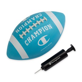 Champion Blitz Football (Junior, Fierce Tide/White), All-Weather Football, Enhanced Grip, Durable Rubber Cover and Molded Laces, for Outdoor Sports & Training, Includes 6" Ball Pump