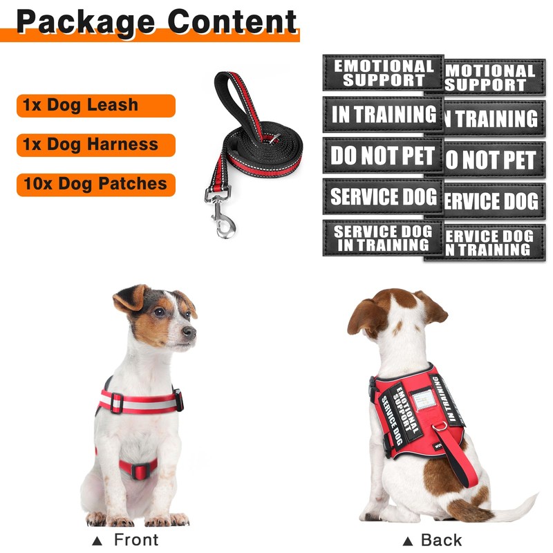 Service Dog Harness and Leash Set, Training Dog Vest with