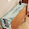 Highland Cow Table Runner, Teal Farmhouse Floral Rustic Western Country