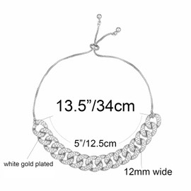 kelistom Cuban Link Rhinestone Filled Gold Box Chain Anklet for Women, Punk Hip-hop Ankle Bracelets, Length Adjustable (12mm Cuban-White)