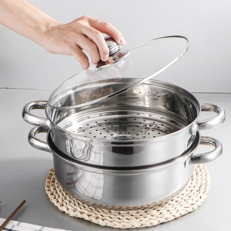 Steamer Pot for Cooking 11 inch Steamer Pot, 2-tier Multipurpose
