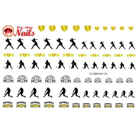 Softball Mom (Ver.1) Clear Vinyl Cut, Peel and Stick Nail Art Decals/Stickers by DimOxy Designs.