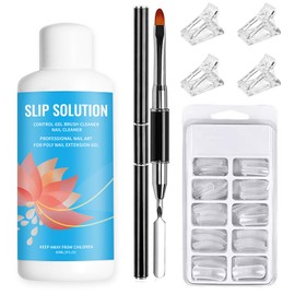 SULLMAR Slip Solution 2Fl.Oz Nail Extension Gel Liquid Slip Solution Kit F with Nail Clips Brush Spatula 100PCS Nail Dual Forms for Easy DIY Poly Gel Nail