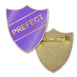 Prefect Shield School Badge - Enamel and Brass - Safety Pin fixing - Size 30mm (PURPLE)
