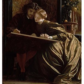WONDERFULITEMS Canvas The Painter's Honeymoon Loving Young Couple 1864 Painting By Frederic Leighton 13" x 14" image size art repro on canvas rolled up