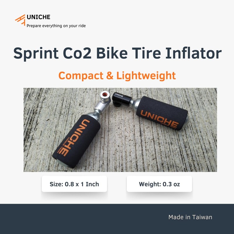 UNICHE Sprint CO2 Bike Tyre Inflator with Push-To-Inflate Design [Silver]