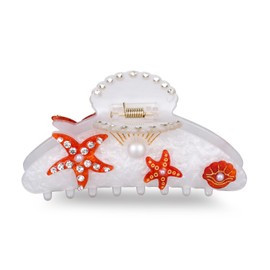 Starfish and Seashell Hair Claw Clip, Elegant Acrylic Cute Beach Shell Hair Clip Stylish Summer Beach Accessory for Women