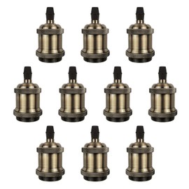DiCUNO E26 Edison Vintage Lamp Socket, Pendant Lamp Holder, Light Sockets Replacement, Antique Look for Industrial, Decorative, DIY Lighting, 600℃ Heat Resistant, 10 Packs (Color: Champagne Gold)