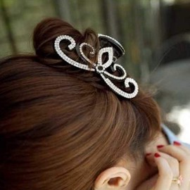 (APOSITV) Desing 2 Hair Clip, Hair Accessories, Hair Claw, Glitter, Large Barrette, Crystal, Black