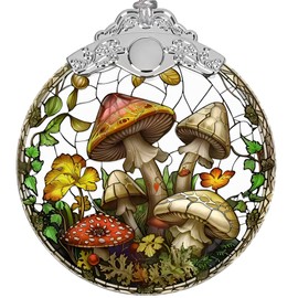 Christmas Ornament 3" Stained Glass, Mushroom Christmas Ornaments for Tree, Christmas Tree Decoration, Gifts for Friends, Mushroom Christmas Decor Perfect for Tree Holiday Party Indoor Home Decor