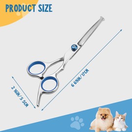 Dog Grooming Scissors with Safety Round Tip, Pet Cat Hair Cutting Trimming Grooming Shears, Stainless Steel Pets Grooming Dog Cat Hair Cutting Trimming Scissors for Pets (Silvery, 1 Pcs)