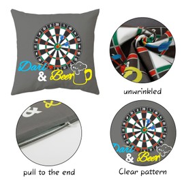Darts Gifts Cushion Cover - 45 x 45 cm Dart King Cushion Cover for Funny Gift Idea Dart Player Sports Darts Darts Hobby Saying (Grey)