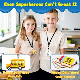 Classroom Hall Passes for Teacher, 6 Pcs Durable Bathroom Pass Lanyards for Students Management, School Supplies for Restroom Library Office and Nurse