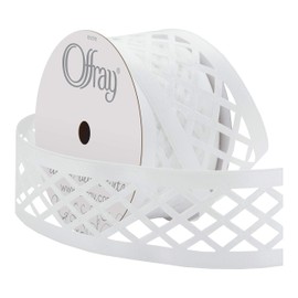 Offray, White Lattice Craft Ribbon, 1 1/2-Inch x 9-Feet, 1-1/2 Inch