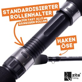 Zite Fishing InZite Base Stick Zander 255 | Spinning Rod Zander Two Piece 2.55 m 15-55 g Made of 24T Carbon | Fishing Rod with EVA Handle Hook Eye & Case | Zander Rod for Rubber Fish Jigs & More