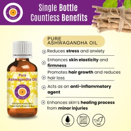 Deve Herbes Pure Ashwagandha Oil (Withania somnifera) Non-Sticky | Non-Greasy | for Hair, Skin, Massage & DIY Use 30ml