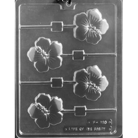 Grandmama's Goodies F128 Hibiscus Flower Lollipop Sucker Chocolate Candy Mold with Exclusive Molding Instructions