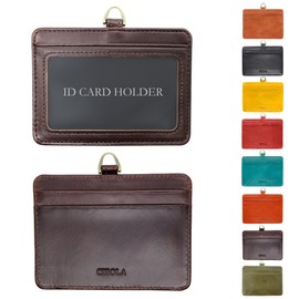 CIBOLA Luxury Cowhide Leather ID Card Holder, Genuine Leather, Horizontal Type, Employee ID Case, Leather, Men's, Women's, ID Holder, Commuter Pass Examination Ticket, Card Storage, Commuting to Work