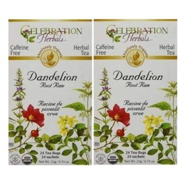 Celebration Herbals - Organic Dandelion Root Raw Tea - Caffeine Free, 48 Bags (2 packs of 24)