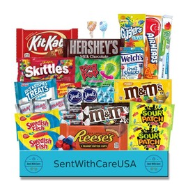 The Ultimate Candy Box Birthday Candy Box - Candy Snack Box College Care Package | Sweet Treats Cookies Gift for Students Snack Basket - Box Size: Medium Candy Box, Notecard Options: Birthday Option #1