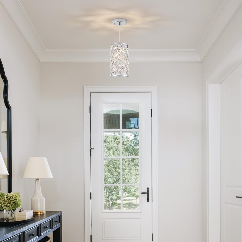 MERINEA Modern Chrome Crystal Pendant Light Fixture – Adjustable Mini