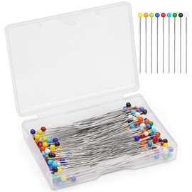 Doxiru 200 Pcs Colorful Sewing Needles with Glass Heads, 38 mm Long Straight Needles with Sharp Ends for Quilting, Jewelry Making