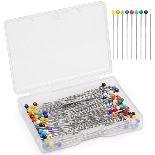 Doxiru 200 Pcs Colorful Sewing Needles with Glass Heads, 38