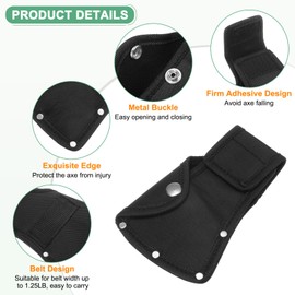 M METERXITY Hatchet Sheath, Thickened Axe Sheath for 1.25LB Axe, Double Snap Axe Head Cover Portable for Outdoor Hiking/Outdoors Work Hatchet Blade Protector Hatchet Cover [Black]