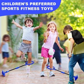 Children's Jump Ring, Foot Gyro, Swing Wheel with Light Wheel, Children's Swing Wheel, Foldable Jumping Ball, Flashing, Suitable for Gift Children 6 from 10 Years (Blue)