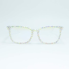 FUPRECIOUS Square Rhinestone Reading Glasses For Women Blue Light Blocking Computer Readers Glasses