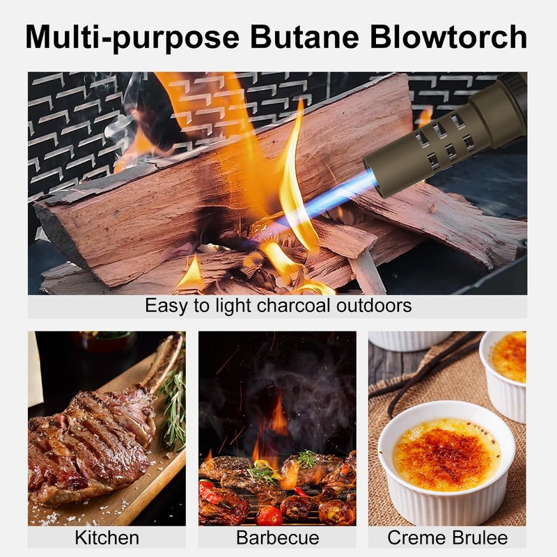 Camping Torch Lighter, Windproof Bright Fire Lighter with Safety Lock,