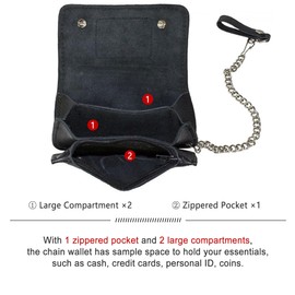 Eagle & American Pride Bifold Chain Wallet for Men and Women, Cowhide Leather Motorcycle Biker Wallet with Anti-Theft Steel Chain, Black & Brown ID Card Holder Trucker Wallet with Snap Closure