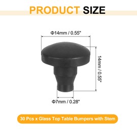 uxcell Glass Top Table Bumpers with Stem, 30Pcs Rubber Grippers Anti Slip Pads for 7mm Hole, Furniture Pads Foot End Caps Covers Protectors for Chair, Cupboard (Black)