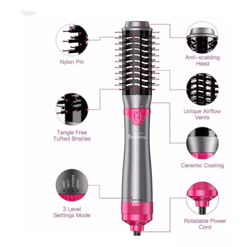Brightup Cepillo Secador De Aire Volumizador Desmontable 4-1