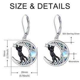 Cat Earrings Sterling Silver Cat Dangle Earrings for Cat Lovers Cat Jewelry Cat People Gifts for Women Birthday Christmas Gift Jewelry