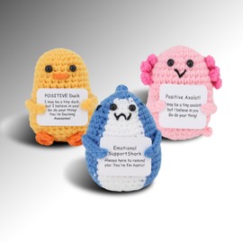 MULIKE 3-Pack Emotional Support Crochet Animals, Cute Shark, Axolotl Gifts, Inspirational Positive Duck, Creative Cute Crochet Dolls, Birthday Gifts for Women, Gifts for Men, Cute Stuff, Office Decor