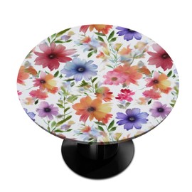 Mantel redondo ajustable con borde elástico, mantel elástico de flores pequeñas, impermeable, lavable para mesas redondas, picnic, patio, se adapta a mesas de hasta 36 a 42 pulgadas de diámetro