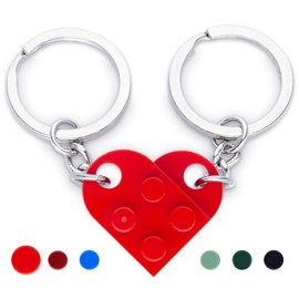 NumeroPhi - Partner Heart Keyring Couple Keychain Two Hearts Ideas for Anniversary, red