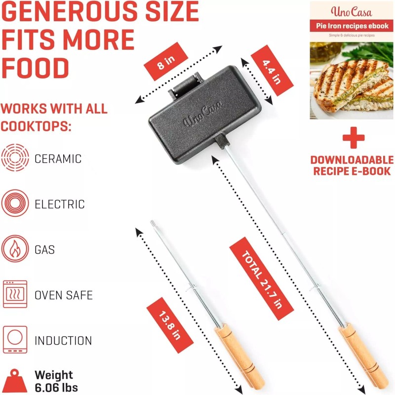 Uno Casa Xl Double Pie Iron Cast Iron Camping Food