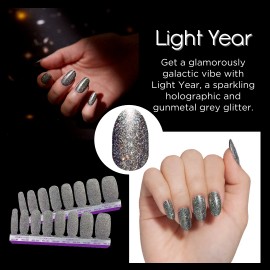 Color Street Light Year Nail Polish Strips Set Metallic Gray Glitter Shimmer NEW