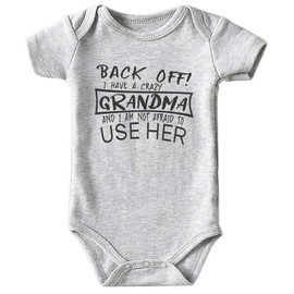 Azzwnee I Have Crazy Gandma Newborn Baby Boy Clothes Unisex funny Baby bodysuit 0-3 months Gray(12-18Months)