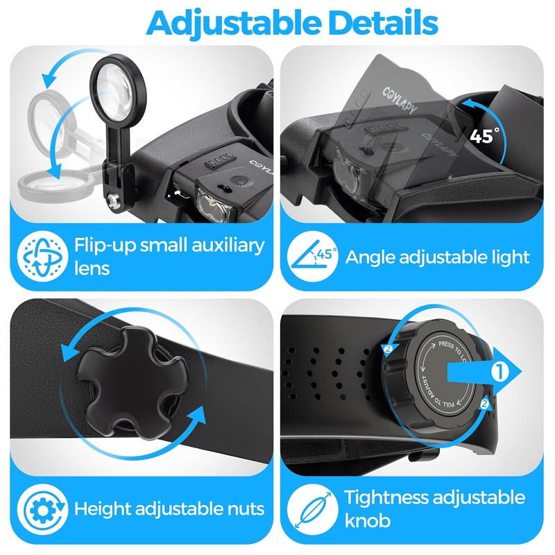 COYLAPY Magnifying Glasses with Light, Versatile Magnifying Glasses for Close